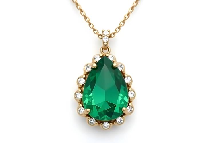 Charming Emerald and Diamond Pendant Necklace